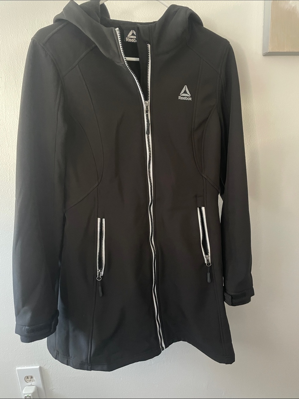 Reebok Black Hooded Zip-Front Utility Jacket